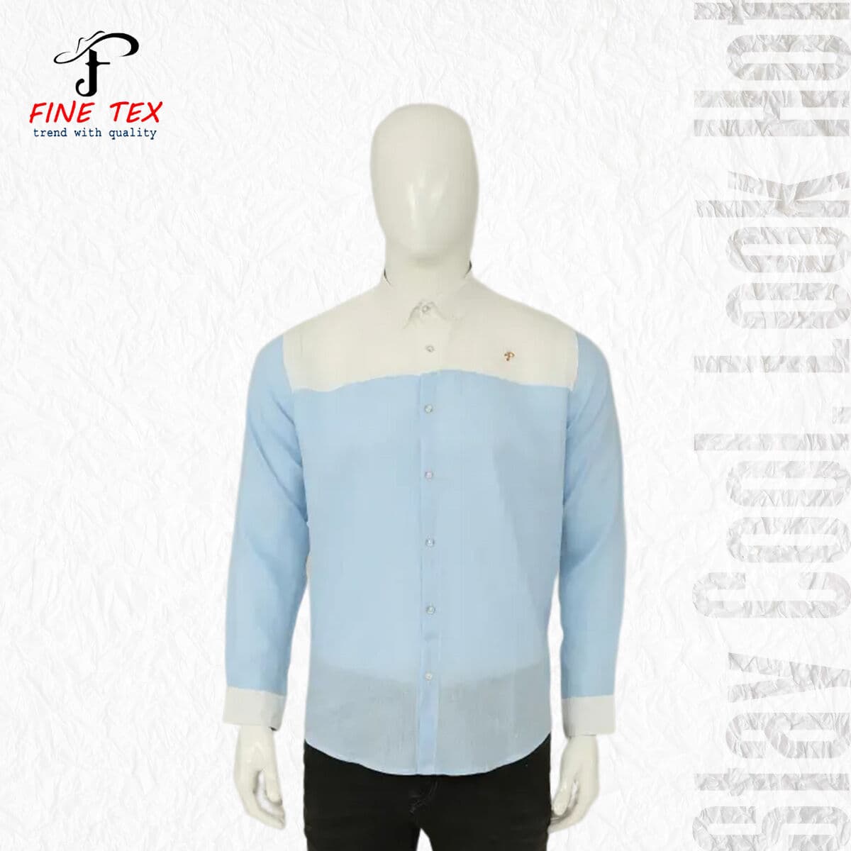Summer Collection Premium Quality White Sky Color Full Sleeves Casual China Rawan Fabric Shirt For Men